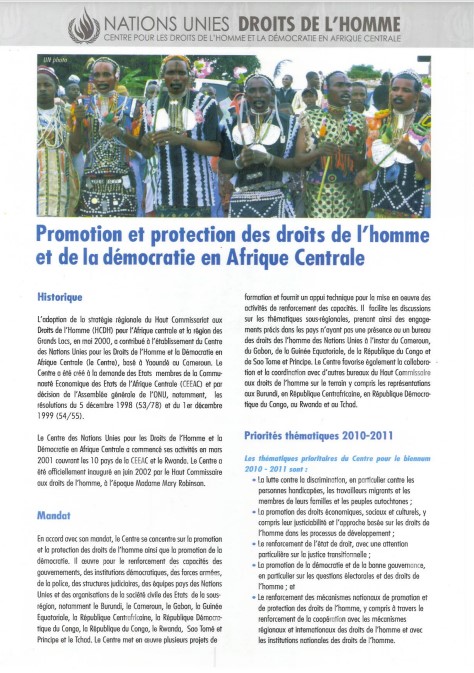 Promotion et protection des droits de l'homme et de la démocratie en Afrique centrale